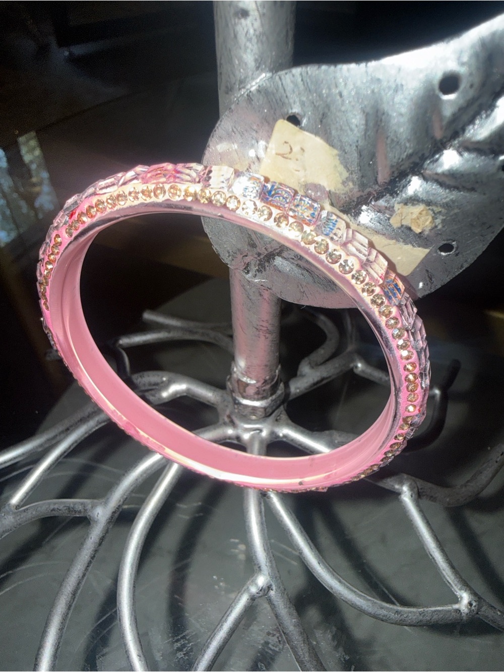 Pink Rhinestone Bangle Bracelet - Picture 3 of 13